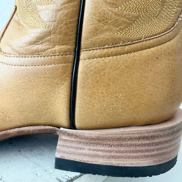 NEW Rod Patrick Mens Cowboy Boots 14B Tan Napa Buffalo Ostrich Western Blunt Toe - Picture 5 of 14